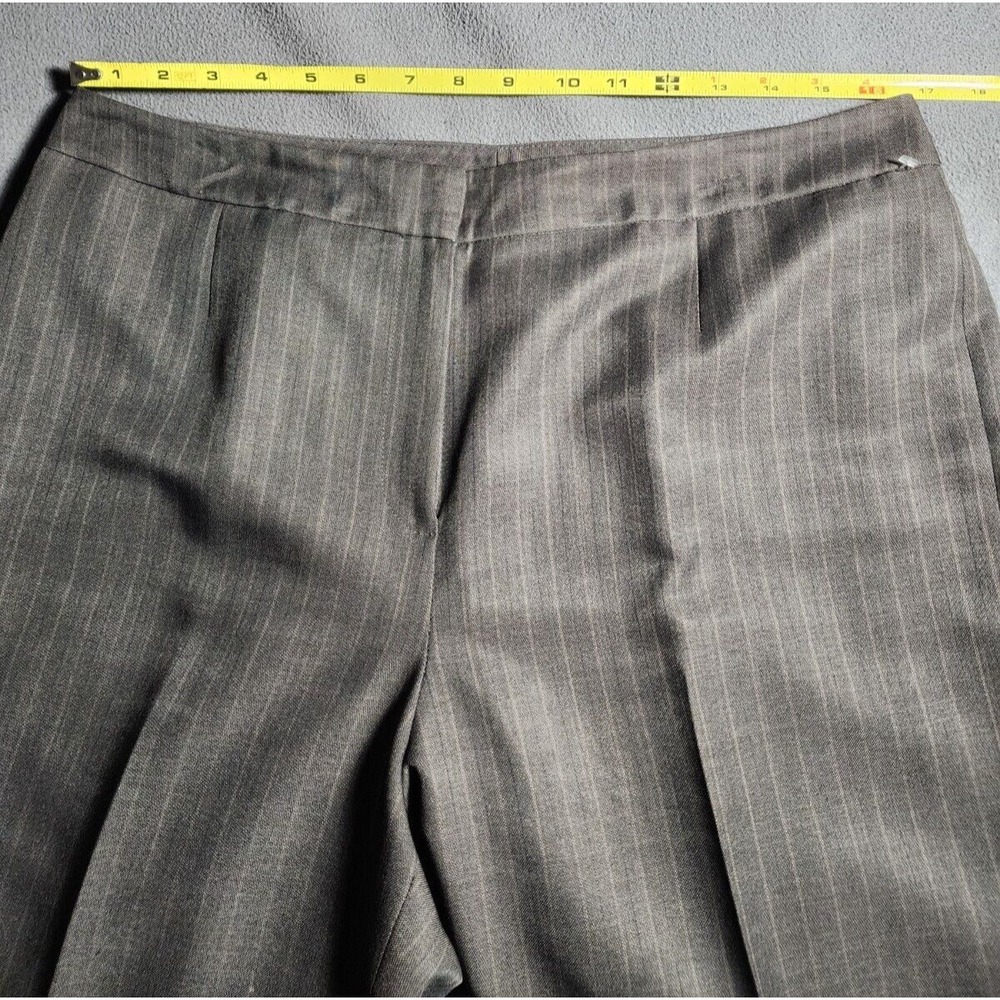 Kasper Pants Womens Size 10 Brown Striped Chino Casual Ankle Buttons Zip - Picture 7 of 16